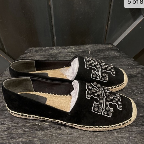 Tory Burch Women’s Embellished Espadrille Suede in Perfect Black - Picture 5 of 5